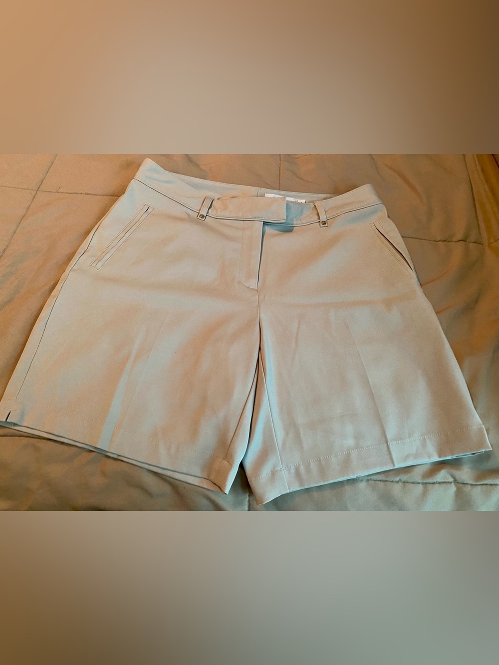 Lady Hagen Neutral Beige Tailored Bermuda Shorts